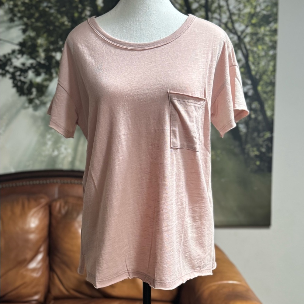 NWT GREY LAB Dusty Rose Short Sleeve Pocket Tee S